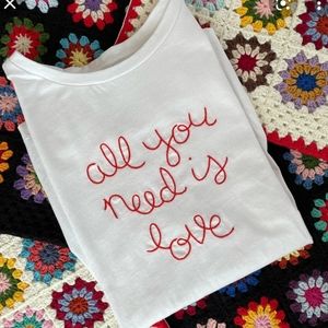 Lingua Franca " All you need is Love" white tee Size S